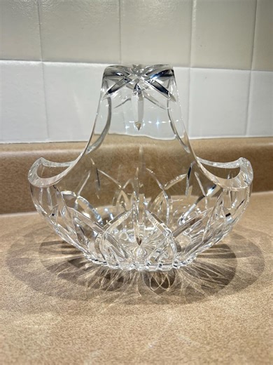Vintage Heavy Lead Crystal Basket - Etsy