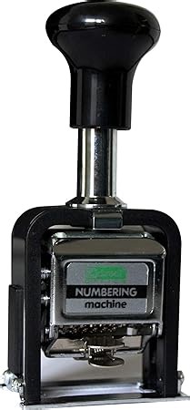 Paginierstempel/Nummernstempel, automatischer Stempel, aus Metall und Kunststoff, 6 Stellen, mit Stempelkissen, mit Stempelstab, mit Stempelfarbe, Farbe: silber/schwarz – 1 Stück