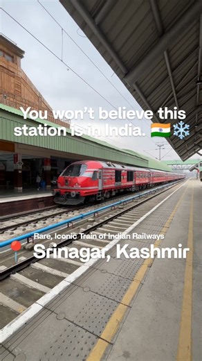 Souvick Pramanick © on Instagram: "Watch Kashmir Vande Bharat in Snow ❄️ Full YouTube Video link in the bio. There's something magical about seeing the Indian Railways map expand into the heart of the valley. Spotting this iconic red beauty at Srinagar station feels less like a commute and more like a scene from a movie. The blend of modern engineering with the traditional wooden architecture of the station is just stunning. It's not every day you get to ride a train surrounded by the Himalayas.