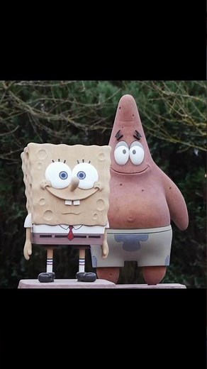 Spongebob and Patrick stone sculptures