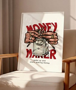 Money Maker Wall Art | Hustle Motivation Poster | Financial Success Quote Print | Modern Home Office Decor | Digital Download - Etsy UK