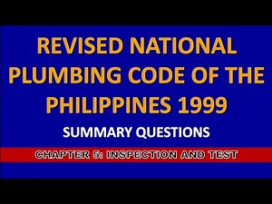 Chapter 5: Inspection and Test (REVISED NATIONAL PLUMBING CODE OF THE PHILIPPINES 1999)