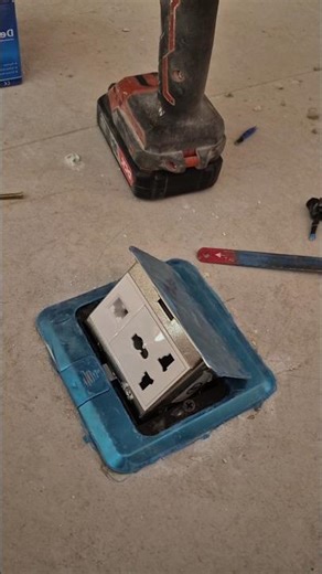 #electrician #works #floor box installation #power #socket
