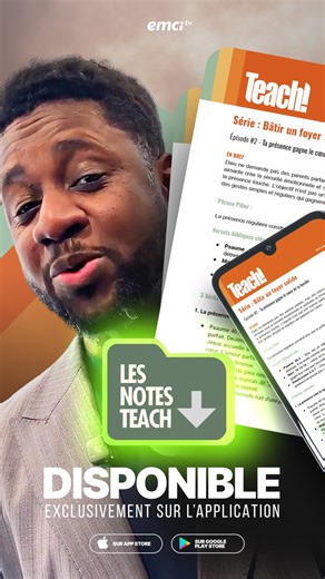 EMCI TV on Instagram: "📢 C'est officiel : Les notes TEACH maintenant sur l'appli ! Vous pouvez dès à présent télécharger les notes des émissions de cette semaine directement depuis l'application TEACH ! 📱 Comment ça marche ? ➡️ Ouvrez l'application TEACH! ➡️ Cliquez sur le bouton "NOTES" ➡️ Téléchargez le fichier PDF de votre émission C'est l'outil parfait pour approfondir vos apprentissages, méditer la Parole et grandir spirituellement depuis chez vous ! 🙏📖 Ne manquez aucune occasion d'alle