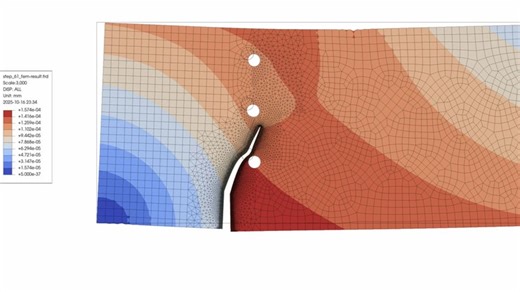 Crack propagation in a panel with rivet holes-CASE2