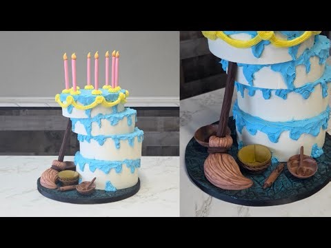 Lopsided GRAVITY DEFYING Cartoon Cake from SLEEPING BEAUTY (and yes, it is supposed to look messy:))