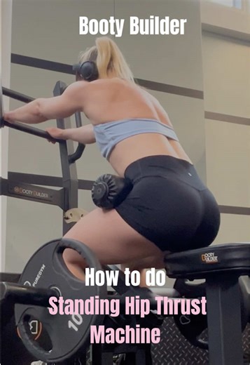 How to use the Booty Builder (aka standing hip thrust machine) — without looking clueless 👇 This machine can feel intimidating if you’ve never used it before — but it’s actually super effective for glute gains and building confidence under load. Here’s how to use it properly: \t1.\tStep onto the plate — feet shoulder-width apart \t2.\tPull the pads down so they sit just above your hips \t3.\tGrab the handles for control \t4.\tDrive your hips forward and squeeze your glutes at the top \t5.\tLowe
