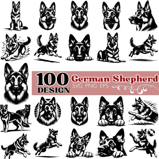 German Shepherd SVG Bundle: 100 Dog Clipart Files (svg, Png, Eps) - Etsy