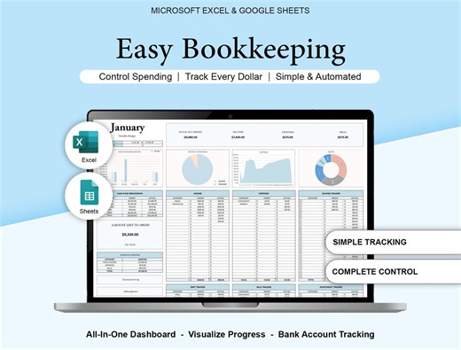 Simple Bookkeeping Template Excel | Small Business Accounting Spreadsheet | Income Expense Tracker | Profit Loss Statement - Etsy