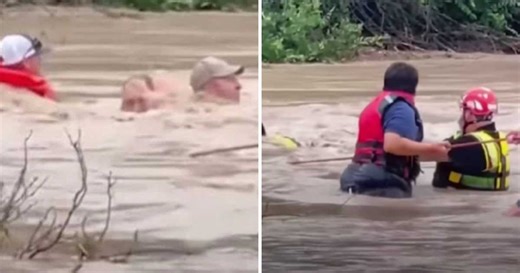 Dramatic footage captures heroic rescue of unconscious woman from being swept away in Texas flash flood