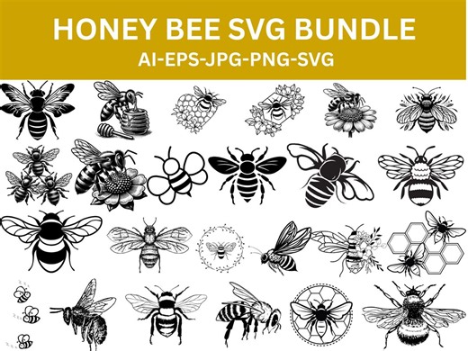 Honey Bee SVG Bundle , Cute Bee Clip Art, Bumble Bee Silhouettes, Beekeeper Svg, Honey Bee Clip Art, Cute Bee Svg. - Etsy