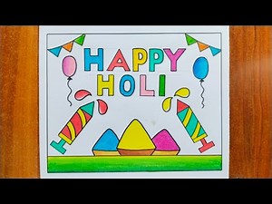 Holi Drawing Easy / Holi Poster Drawing / Holi Festival Drawing / Happy Holi Drawing / Holi Chitra