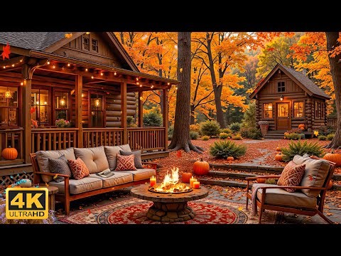 Cozy Cabin in Fall 🍁 Piano & Fireplace 🔥 Relaxing Autumn Music for Study, Reading & Deep Sleep