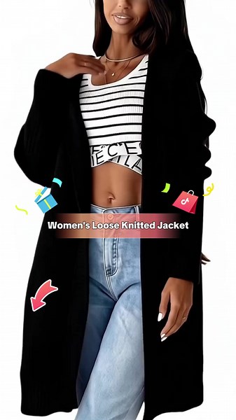 Elegant Women's Fall Winter Knitted Jacket for Comfort