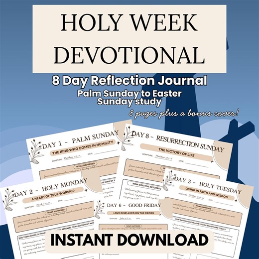Holy Week Devotional – 8 Day Scripture Journal (printable & Editable Canva Template) | Devotional Journal Template | Bible Study Template - Etsy