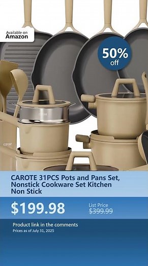 CAROTE 31PCS Pots and Pans Set, Nonstick Cookware Set Kitchen Non Stick