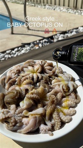 Maria🇦🇺🇬🇷 on Instagram: "🧿 Grilled Greek-Style Baby Octopus 🇬🇷🔥 Marinated in olive oil, lemon, garlic, and oregano — then perfectly char-grilled on the Braun MultiGrill 9 Pro. Crisped outside, tender inside. This is how we do seafood, the Greek way. 🐙✨ No charcoal, no fuss today— just bold, seaside flavors straight from your kitchen. Kali orexi and pour a glass of something perfect to match… 🍷 🥂 Wine pairing: Ripples Sauvignon Blanc – fresh, zesty, and citrus-forward. Cuts through the