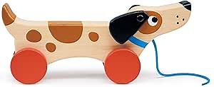 Mentari Toys - Puppy on Wheels - Wooden Dog Pull Toy for Toddlers - Natural Wood Toy with 7 inch Pull Chord, 4 Wheels, Rotating Ears - Enhances Motor Skills - Fosters Imaginative Play - Age 18M+