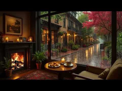 Quiet February Rainy Cafe ☕ Soft Jazz Piano, Fireplace Glow & Cozy Ambience for Focused Study