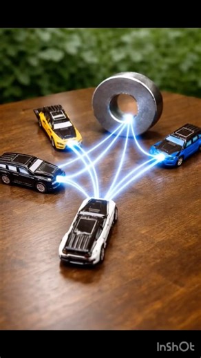 #viralvideo Magnet vs 4 Cars – Mysterious Rotation Energy Experiment 🔥 #shorts