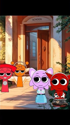 POV Tele and Oren came to school to Aqua, Lily, Milli and Mroona | Incredibox Sprunki