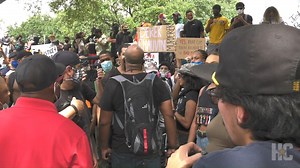 A fist fight between Black Lives Matter Houston founder Ashton Woods and another man was caught on video at the Black Lives Matter rally protesting George Floyd’s death. Read more: https://chrn.cl/2ZR6NTs (Video by Jay R. Jordan/Houston Chronicle) | Chron