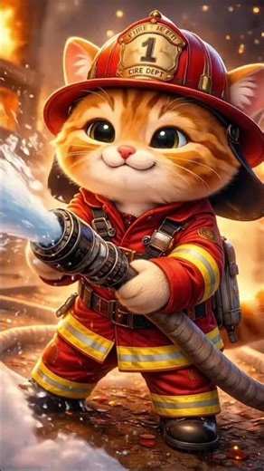 kitty become a brave firefighter