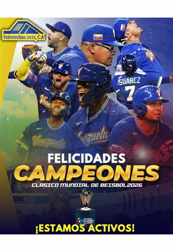 🇻🇪 ¡CAMPEONES DEL MUNDO! 🏆 En Ferretechos2021, nos unimos a la alegría que embarga a todo el país por el histórico triunfo de nuestra Selección Nacional de Béisbol. ⚾️ Al igual que nosotros trabajamos para ofrecer la máxima resistencia y calidad en cada estructura, ustedes han demostrado que con esfuerzo, disciplina y trabajo en equipo, no hay meta que sea inalcanzable. ¡Son el techo de orgullo que cubre a toda Venezuela! Gracias por dejar el nombre de nuestra bandera en lo más alto y por rec