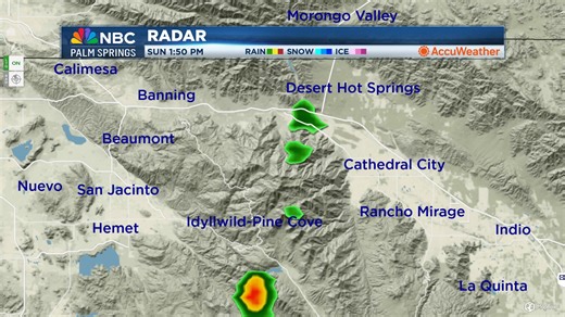 Your NBC Palm Springs Radar NOW! A few mountain cells have appeared on radar around 1:45p today over the San Jacinto Mountains including a brief thunderstorm cell around Whitewater. A few more orographic storms are possible this afternoon. @JerrySteffen @NBCPalmSprings | NBC Palm Springs