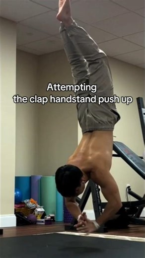 attempting the clap handstand push up #calisthenics #clappushups #handstandpushup #hspu #motivation