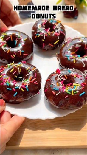 Homemade Bread Donuts recipe #shorts #dessert #donuts #viralrecipe #shortsfeed
