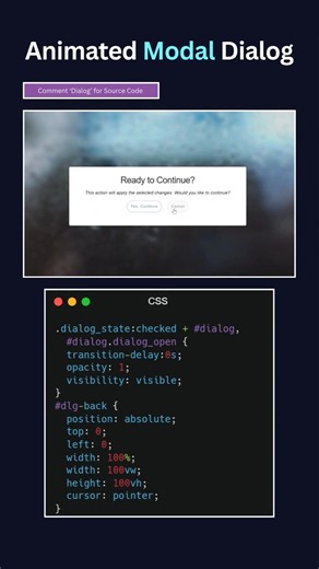 CSS Modal Dialog Animation | Smooth Open & Close Effect