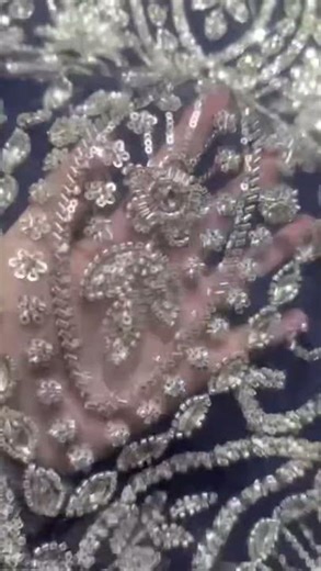 Embellished Beaded Tulle Bridal Fabric - Lace Fabric Store Online - Lace Fabric for Dresses | HN404