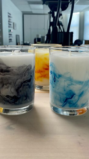 Marble candle results!! 😍 I used the swirling technique here and I’m obsessed with how they turned out. Find the tutorial on our website if you want to make your own! #candlescience #candlemaking #candlemakingsupplies #candlemakersofinstagram | CandleScience Candle Making Supply