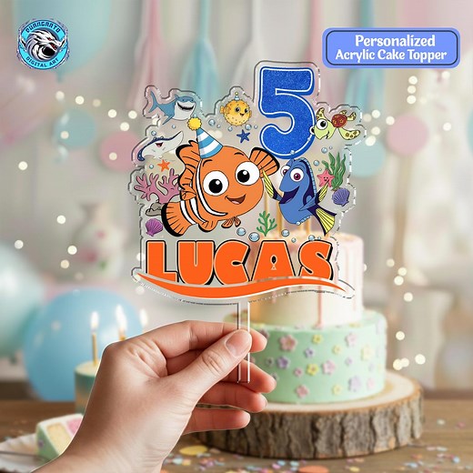 Personalized Finding Nemo Cake Topper, Acrylic Birthday Party Decoration, Ocean Theme - Etsy