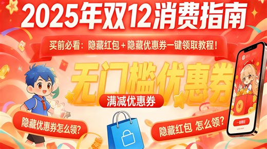 【双十二无门槛优惠券】买前必看：隐藏红包+隐藏优惠券一键领取教程！隐藏红包怎么领？隐藏优惠券怎么领？详细教程，操作简单明了，一键领取，直达最低价!