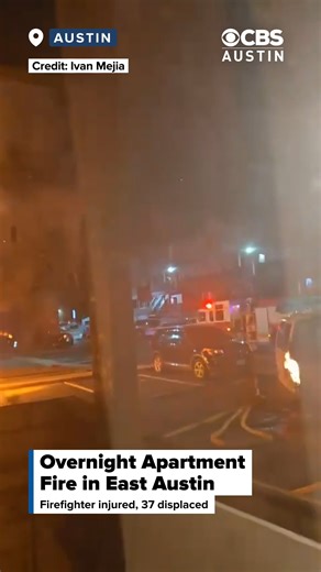 VIDEO: One firefighter was injured and 37 residents displaced following an overnight apartment fire in East Austin. Fire officials said eight apartments sustained fire damage, and three vehicles were burned. | CBS Austin