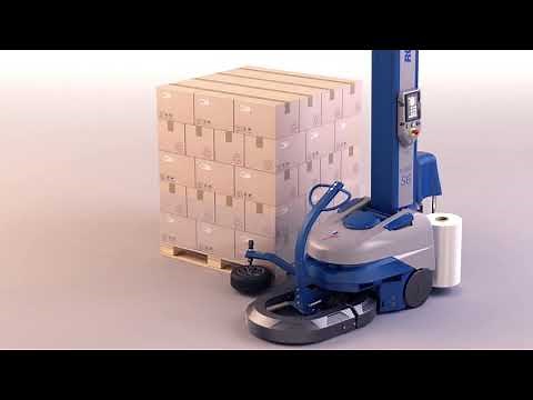 Robot S6 semi automatic portable stretch wrapper with variable roping device - Robopac USA