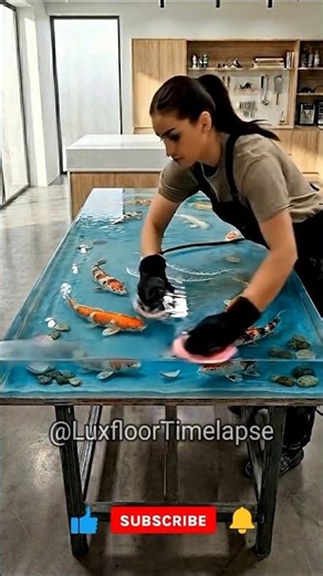 Amazing epoxy koi pond table #art #shorts