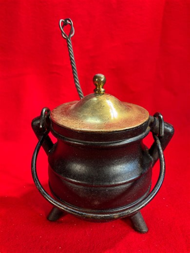 Vintage Cast Iron Fire Starter Smudge Pot With Brass Lid and Pumice Wand - Etsy