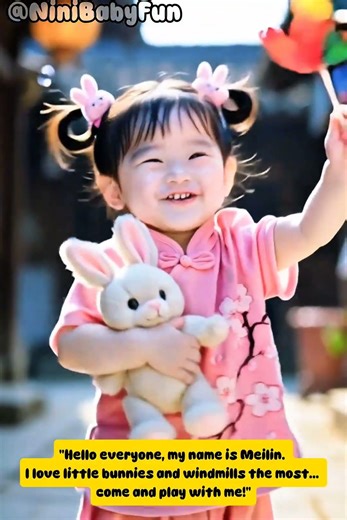 Meilin’s Sweet Bunny & Windmill Adventure! 🐰🌻 #cutebaby #shorts