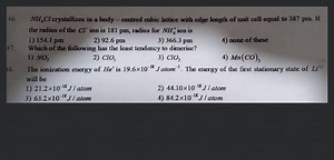 Ammonium chloride crystallizes in a body-centred cubic lattice ... | Filo