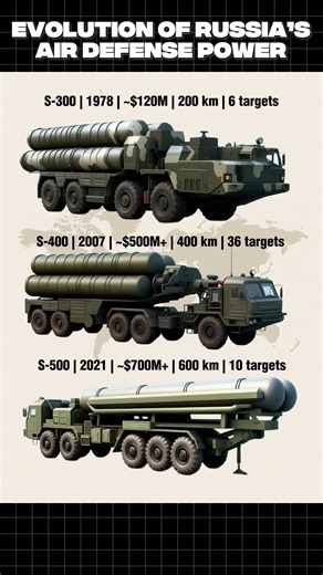 S-300 vs S-400 vs S-500 – Evolution of Russia’s Air Defense Power! #shorts #comparison