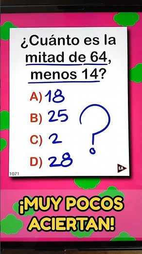 What is half of 64, minus 14? 🤯 Very few people get it right ‼️🙄 #maths #mathematics (▶2810)