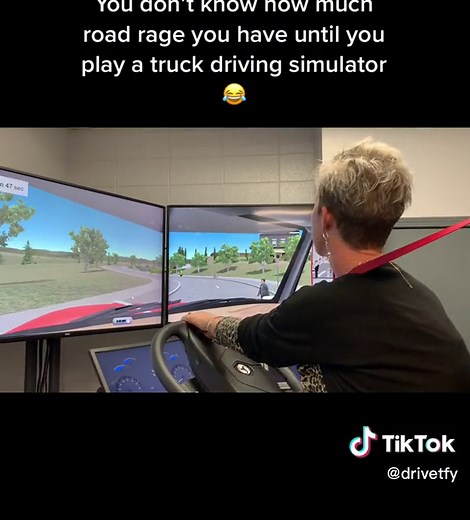 Have you played one of these simulators before? #drivingsimulator #truckdrivergame #truckertiktok #truckertok #semitruck #truckingindustry #truckersoftiktok #cdllife #roadrageproblems #pedestriansafety