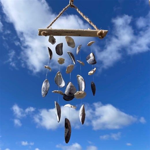 Dainty Rustic Sea Shell Wind Chime Mobile ~ Drift Wood ~ Nautical Beach Seaside Theme ~ Blue - Etsy