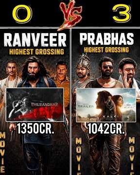 Ranveer vs Prabhas top 5 highest grossing movie/#ranveersingh #prabhas #bollywood #movie