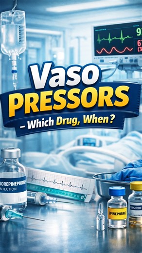 Dr. Udaykumar Mahajan | Medical Educator on Instagram: "🥇 1. NOREPINEPHRINE – First-line in most shocks Mechanism: α1 ↑ (vasoconstriction) + mild β1 Best for: • Septic shock ⭐ • Vasodilatory shock • Post-operative hypotension Why preferred? ✔ Strong BP rise ✔ Less tachycardia ✔ Improves organ perfusion Starting dose: 👉 0.05–0.1 µg/kg/min ⸻ 🥈 2. EPINEPHRINE – When more power is needed Mechanism: α + β (vasopressor + inotrope) Best for: • Anaphylactic shock ⭐ • Refractory septic shock • Cardiac