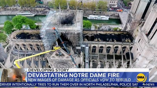 New images of the Notre Dame damage as officials vow to rebuild. https://gma.abc/2DaF8AD | Good Morning America