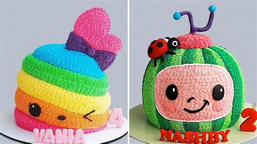 How to Make Satisfying Birthday Character Cakes 🎂🍉 | Rainbow & Watermelon Cake Tutorial